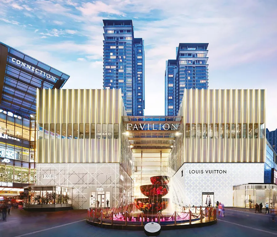 Pavilion Kuala Lumpur mall entrance with Dior and Louis Vuitton flagships